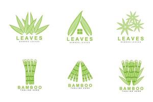 Bamboo Logo Design, Green Tree Vector, Panda Food, Product Brand Template Illustration vector