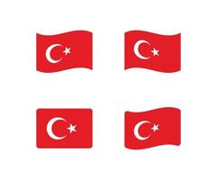 Set of turkey flags icon. Set of Turkey waving flag on isolated background vector illustration.