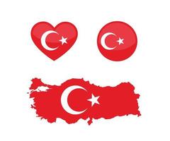 Turkey vector button flag. Vector map and flag of turkey