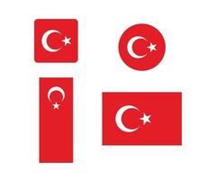 Turkey flag vector. Vector set of Turkey flag