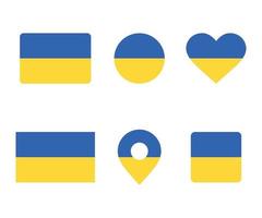 Ucrania bandera. cuadrado, redondo y corazón forma. ucranio bandera símbolo. vector