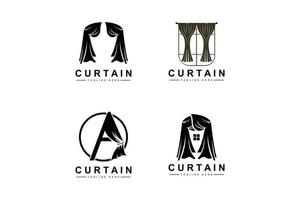 Home And Exhibition Curtain Logo Design, Building Decoration Vector Illustration