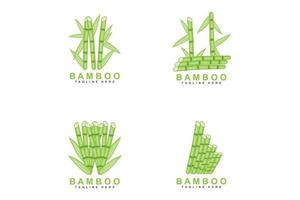 Bamboo Logo Design, Green Tree Vector, Panda Food, Product Brand Template Illustration vector