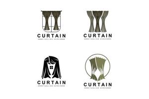 Home And Exhibition Curtain Logo Design, Building Decoration Vector Illustration