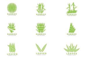 Bamboo Logo Design, Green Tree Vector, Panda Food, Product Brand Template Illustration vector