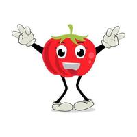 Tomato character, cartoon tomato with many expression, hand and leg. Cartoon funny character with many expressions vector