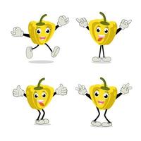 Paprika character vector. Illustration of  paprika character with cute expression, funny, set of paprika isolated on white background, vegetable for mascot collection, emoticon kawaii, chili pepper. vector