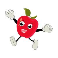 manzana dibujos animados personaje ilustración de un contento manzana personaje. rojo, amarillo, verde manzana gracioso personaje, concepto de salud cuidado para niños vector