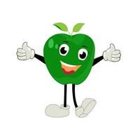 Apple Cartoon character Illustration of a Happy Apple Character. Red, yellow, green apple funny character, concept of health care for kids vector