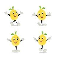 Lemon character design. Vector Illustration Flat Lemon Cute Character expression emotion collection set, minimal style, Raw materials fresh fruit, Mascot product