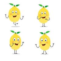 Lemon character design. Vector Illustration Flat Lemon Cute Character expression emotion collection set, minimal style, Raw materials fresh fruit, Mascot product