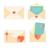 Letter envelope with paper document vector illustration. Closed, open with a message e-mail envelopes. Set mailbox vector icons in flat style. Email Envelope Icon