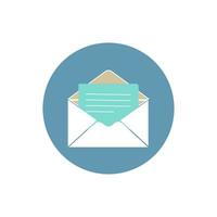 Letter envelope with paper document vector illustration. Closed, open with a message e-mail envelopes. Set mailbox vector icons in flat style. Email Envelope Icon