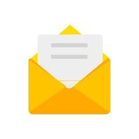 Letter envelope with paper document vector illustration. Closed, open with a message e-mail envelopes. Set mailbox vector icons in flat style. Email Envelope Icon