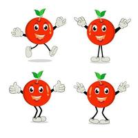 naranja. linda Fruta vector personaje conjunto aislado en blanco. contento naranja personaje en dibujos animados estilo. alegre dibujos animados naranja personaje