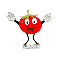 Tomato character, cartoon tomato with many expression, hand and leg. Cartoon funny character with many expressions vector