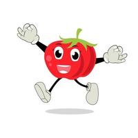 Tomato character, cartoon tomato with many expression, hand and leg. Cartoon funny character with many expressions vector