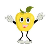 Apple Cartoon character Illustration of a Happy Apple Character. Red, yellow, green apple funny character, concept of health care for kids vector