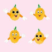 Lemon character design. Vector Illustration Flat Lemon Cute Character expression emotion collection set, minimal style, Raw materials fresh fruit, Mascot product