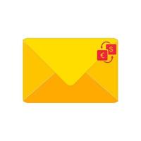 Letter envelope with paper document vector illustration. Closed, open with a message e-mail envelopes. Set mailbox vector icons in flat style. Email Envelope Icon