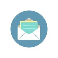 Letter envelope with paper document vector illustration. Closed, open with a message e-mail envelopes. Set mailbox vector icons in flat style. Email Envelope Icon