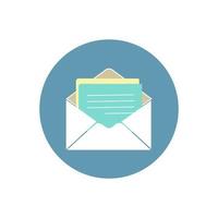 Letter envelope with paper document vector illustration. Closed, open with a message e-mail envelopes. Set mailbox vector icons in flat style. Email Envelope Icon