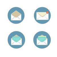 Letter envelope with paper document vector illustration. Closed, open with a message e-mail envelopes. Set mailbox vector icons in flat style. Email Envelope Icon