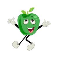 Apple Cartoon character Illustration of a Happy Apple Character. Red, yellow, green apple funny character, concept of health care for kids vector