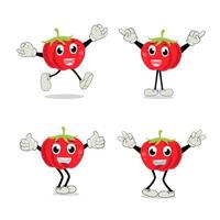 Tomato character, cartoon tomato with many expression, hand and leg. Cartoon funny character with many expressions vector