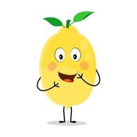 Lemon character design. Vector Illustration Flat Lemon Cute Character expression emotion collection set, minimal style, Raw materials fresh fruit, Mascot product