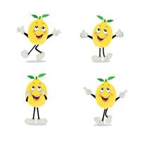 Lemon character design. Vector Illustration Flat Lemon Cute Character expression emotion collection set, minimal style, Raw materials fresh fruit, Mascot product