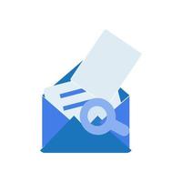 Letter envelope with paper document vector illustration. Closed, open with a message e-mail envelopes. Set mailbox vector icons in flat style. Email Envelope Icon