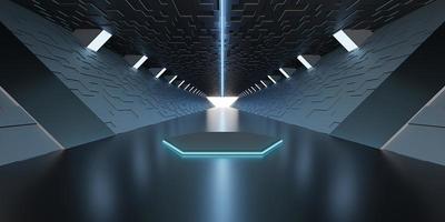 hyperloop cyberspace pipe sci fi corridor neon light laser tunnel techno technology hi tech digital glow tunnel 3d illustration photo