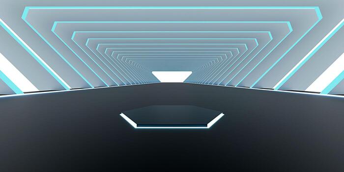 hyperloop cyberspace pipe sci fi corridor neon light laser tunnel techno technology hi tech digital glow tunnel 3d illustration photo