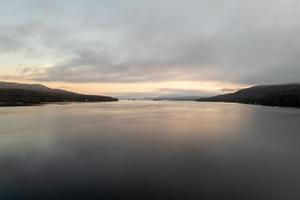 Panoramic view of the bay in Lake George, New York at dawn. photo