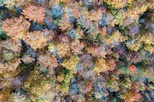 Peak fall foliage in Keene, New York by Cascade Lake. photo