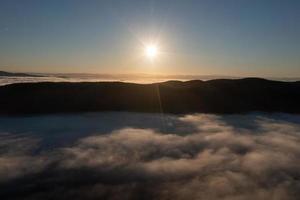 Panoramic view of the bay in Lake George, New York at dawn. photo