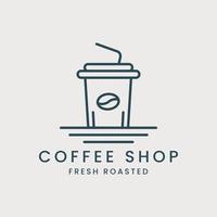 coffee shop linear logo vector illustration template design