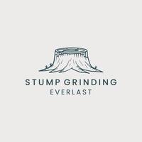 tree stump line art logo vector template illustration design. wood grinding icon logo