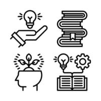 Education icons set. Innovation, books, philosophy, skills development . Perfect for website mobile app, app icons, presentation, illustration and any other projects vector