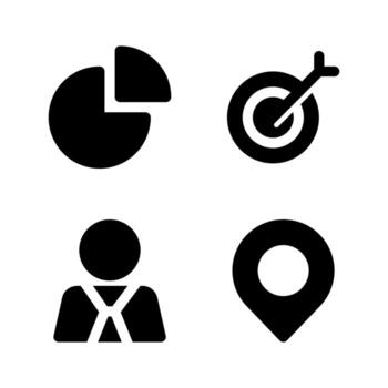 Business Management. Pie, target, user, pin. Perfect for website mobile app, app icons, presentation, illustration and any other projects Free Vector
