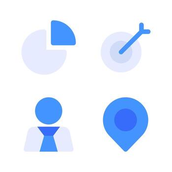 Business Management. Pie, target, user, pin. Perfect for website mobile app, app icons, presentation, illustration and any other projects Free Vector