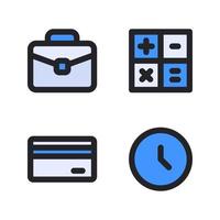 negocio gestión. maletín, calculadora, crédito tarjeta, tiempo. Perfecto para sitio web móvil aplicación, aplicación iconos, presentación, ilustración y ninguna otro proyectos gratis vector