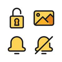 User Interface icons set. Unlock, image, bell, silent. Perfect for website mobile app, app icons, presentation, illustration and any other projects vector