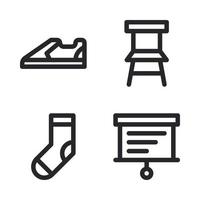 Education icons set. Sneakers, chair, sock, board. Perfect for website mobile app, app icons, presentation, illustration and any other projects vector