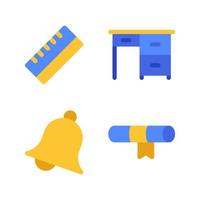 Education icons set. Ruler, desk, bell, certificate. Perfect for website mobile app, app icons, presentation, illustration and any other projects vector