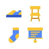 Education icons set. Sneakers, chair, sock, board. Perfect for website mobile app, app icons, presentation, illustration and any other projects vector