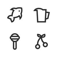 Food Drink icons set. fish, kettle, lollipop, cherry . Perfect for website mobile app, app icons, presentation, illustration and any other projects vector