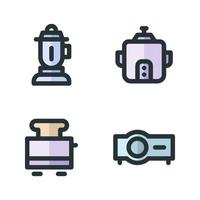 Electronics Device icons set. mixer, rice cooker, toaster, projector. Perfect for website mobile app, app icons, presentation, illustration and any other projects vector