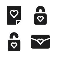 Romance icons set. letter, locked, unlock, envelope. Perfect for website mobile app, app icons, presentation, illustration and any other projects vector